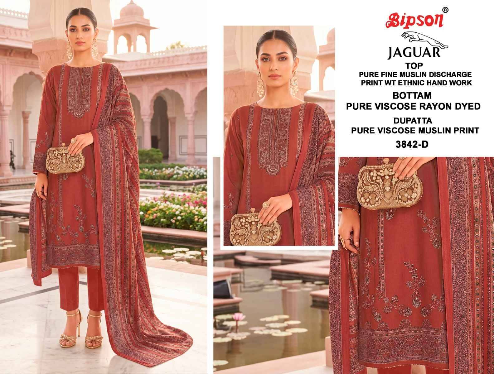 JAGUAR - 3842 Series BIPSON PRINTS Beautiful Stylish Festive Suits Fancy Colorful Casual Wear & Ethnic Wear & Ready To Wear Pure Visocse Muslin Print With Embroidered Dresses At Wholesale Price